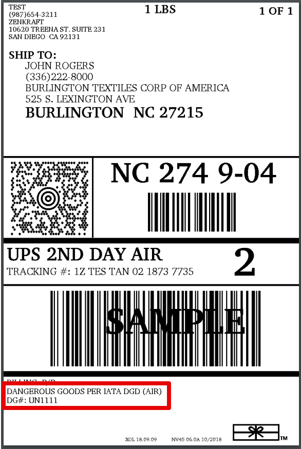 Ups Hazardous Materials Label Printable