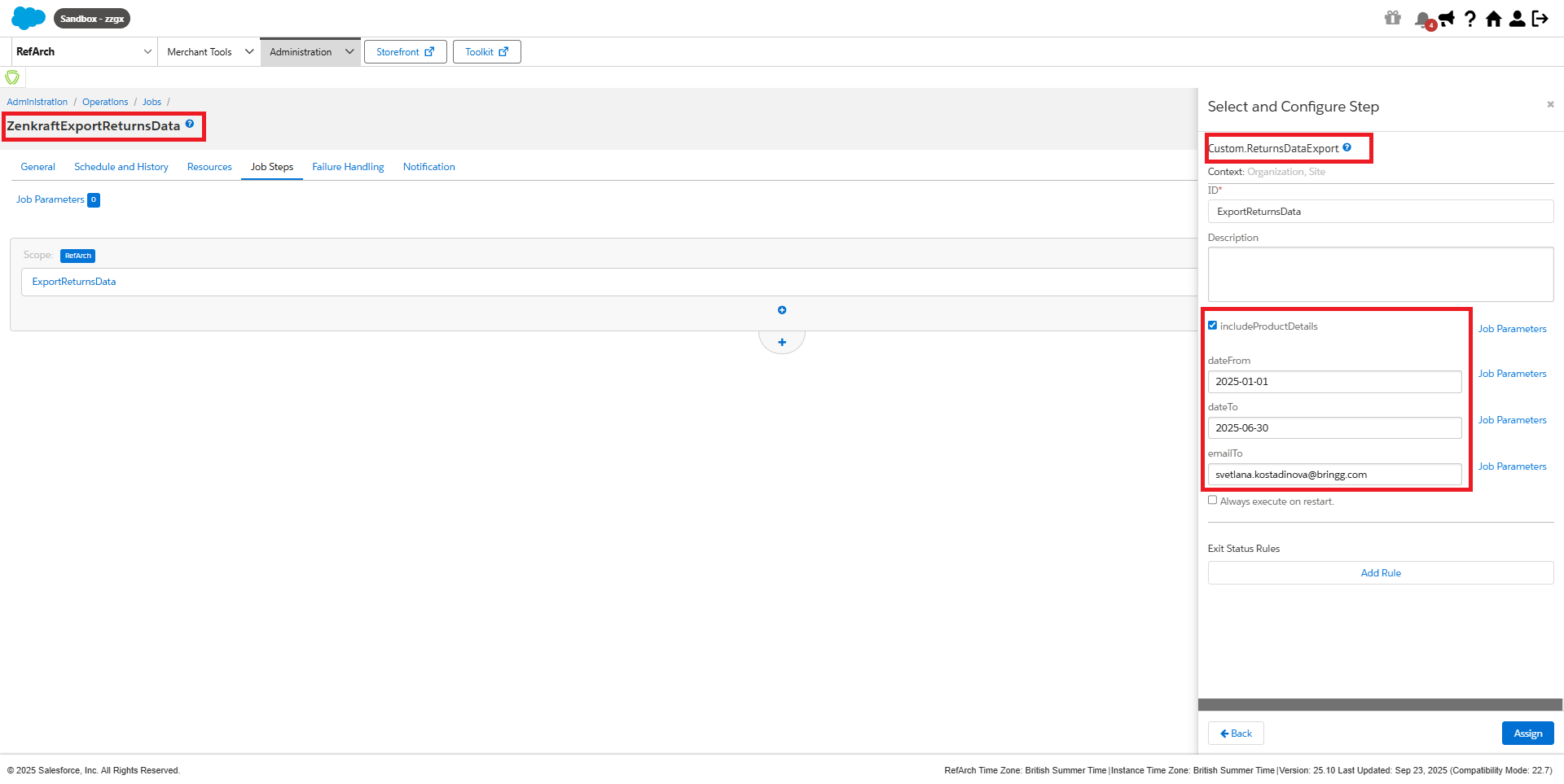 Job Configuration Screenshot