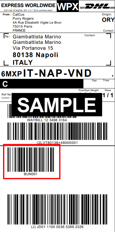 dhl account number on label