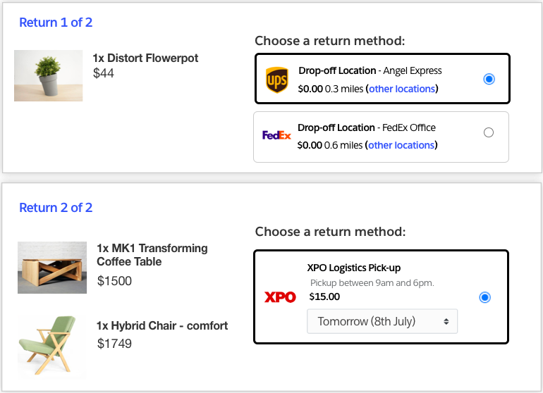 Flexible shipping and delivery methods in Salesforce